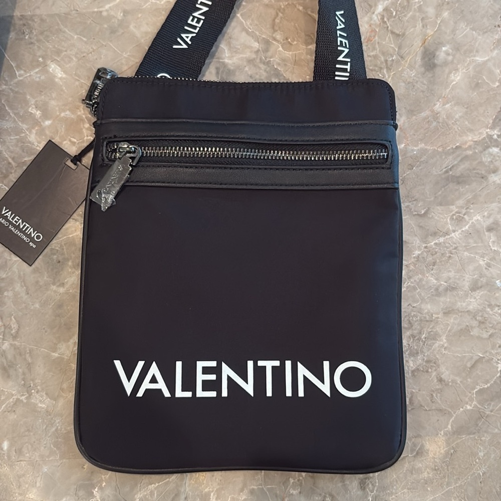 NWT Valentino Black Bag with Logo Strap - Picture 2 of 10
